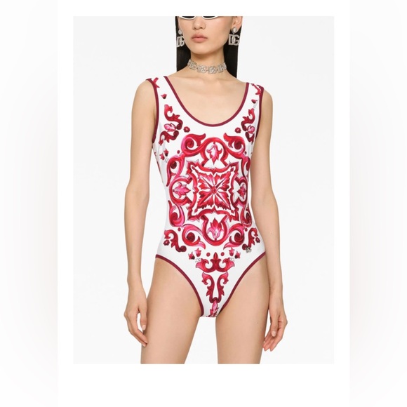 *SOLD!* NWT! Dolce & Gabbana Majolica print swimsuit. Size Small. - Picture 3 of 10
